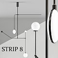 Modern chandelier strip with lamp black pendant 3d model