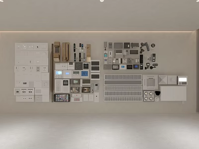 Various Types Of Modern Air Conditioner Vents And Control Panels 3d model