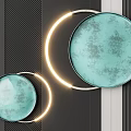Modern Wall Decor With Two Blue Circular Plates And LED Ring Lights 3d model