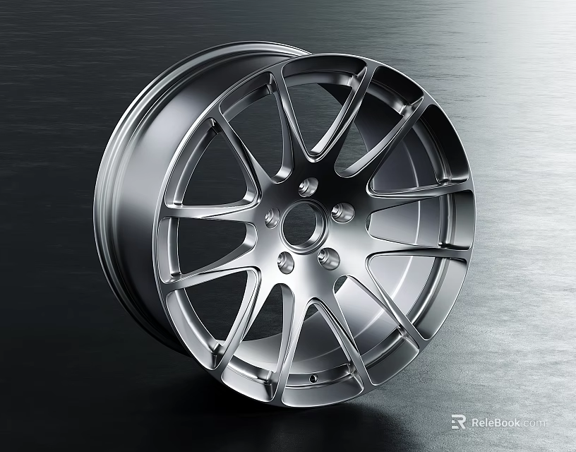 Stylish Automotive Alloy Wheel Tire With Modern Spoke Design And Glossy Finish 3d model 