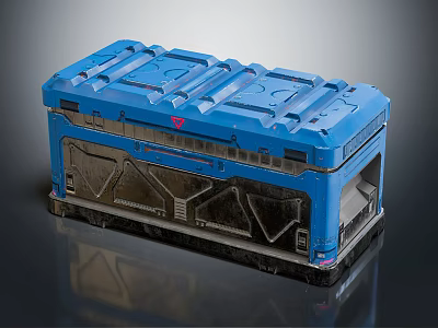 Blue Container With Modern Industrial Design And Durable Panel Structure 3d model