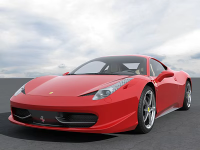Red Ferrari Sports Car With Sleek Aerodynamic Body And Silver Alloy Wheels 3d model