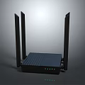 Modern Wireless Router With Four External Antennas And LED Status Indicators Design 3d model