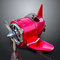 Red Passenger Plane Model With Shiny Body Propeller And Cockpit