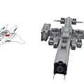 Detailed Spaceship Model And Line Drawing Concept With Complex Structure And Engines 3d model