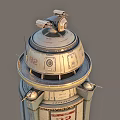 AR Marked Metal Weapon Towers With Defense Systems On Grassy Hillside