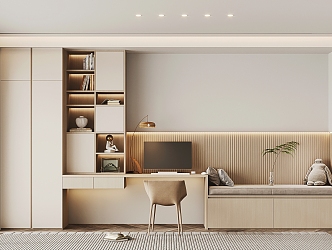 Modern Bookcase Desk Chair Wardrobe Locker Integrated Cabinet Desk Locker Integrated Cabinet 3d model