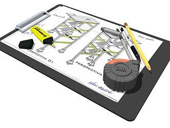 Modern brush drawing equipment 3d model