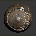 Rustic Ceramic Vessel With Cracked Surface And Metal Top Frame Structure