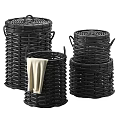 Black Wicker Storage Baskets with Towel in Various Sizes for Home Use