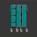 Teal And Gray Multi Shelf Trolley With Rolling Wheels And Storage Layers