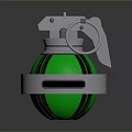 Green And Silver 3D Rendered Grenade With Fuse Pin And Black Stripes