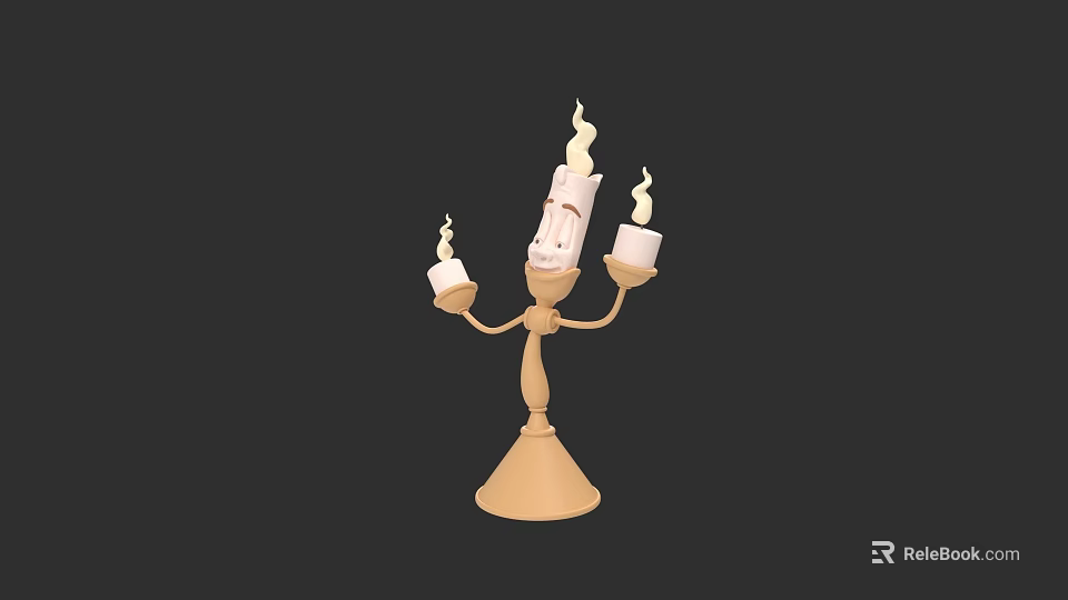 Artistic Anthropomorphic Candle Holder Sculpture With Three Lit Candles And Facial Expression 3d model 