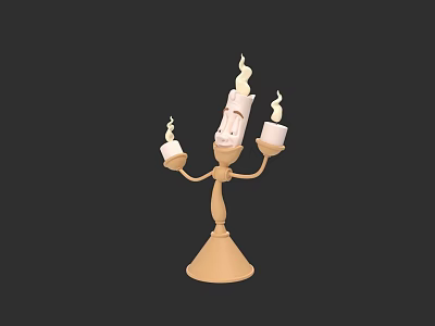 Artistic Anthropomorphic Candle Holder Sculpture With Three Lit Candles And Facial Expression 3d model
