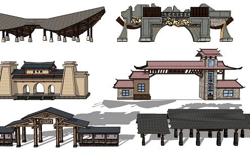 new chinese style gate 3d model