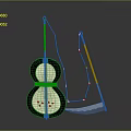 Medieval Weapons Shield With Red Accents And Long Handled Sickle 3D Model
