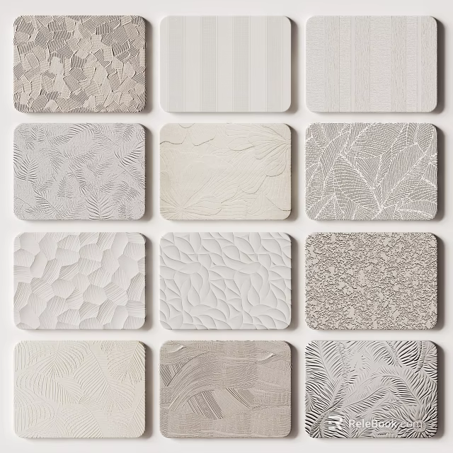 Various Textured Wall Panels With Patterned Designs For Modern Home Interior Decor 3d model 
