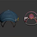 Stylish Blue Cap With Yellow Lightning Symbol And Pink Decorative Mask