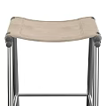 Modern Bar Stool With Stainless Steel Frame And Beige Leather Seat