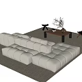 Modern sofa coffee table combination 3d model