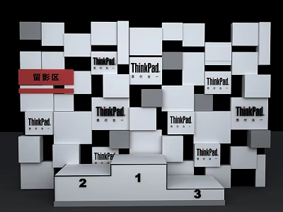 The box display wall of the award-receiving group photo area 3d model