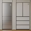 Modern Double Door Refrigerator Freezer Units With Silver And White Drawer Design