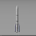 White Space Rocket With Blue Stripes And Booster Stages For Space Exploration