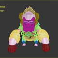 Futuristic Gorilla Character With Headphones Goggles And Mechanical White Black Body Featuring Yellow Triangular Shoulders