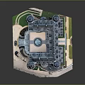 Historic Castle Architecture With Spired Towers Blue Roofs Stone Walls And Green Courtyard