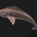 Spiked Elongated Aquatic Fish With Textured Body Sharp Fins And Dorsal Spines