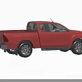 Red Pickup Truck Side View Featuring Double Cab Shiny Exterior And Alloy Wheels