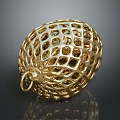 Golden Hollow Out Lattice Design Spherical Decorative Daily Living Accessory With Hanging Ring