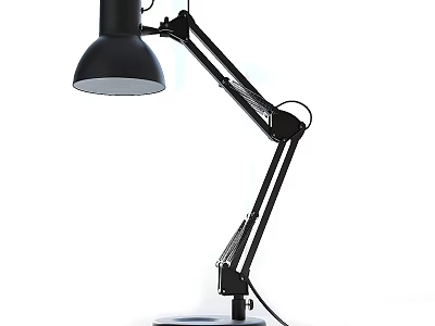 Black Adjustable Arm Desk Lamp With White Base For Home Office Study 3d model