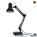 Black Adjustable Arm Desk Lamp With White Base For Home Office Study 3d model