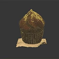 Rich Chocolate Cupcake With Swirled Frosting Dusted On Parchment Paper Background