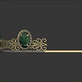 Elegant Golden Crown With Green Gemstone Intricate Patterns Small Diamonds And Classic Design