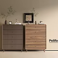 Modern Poliform Console And Side Cabinets With Gray Wooden Finish And Decorative Items