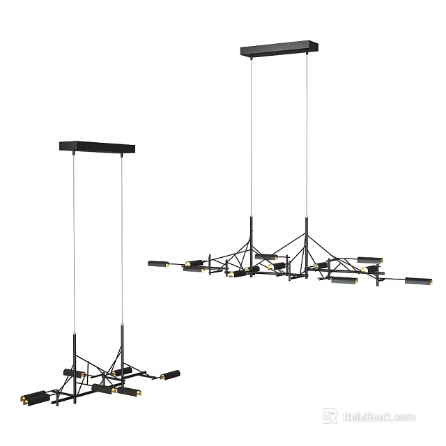 Modern Geometric Chandelier With Metal Frame And Multiple Light Arms 3d model