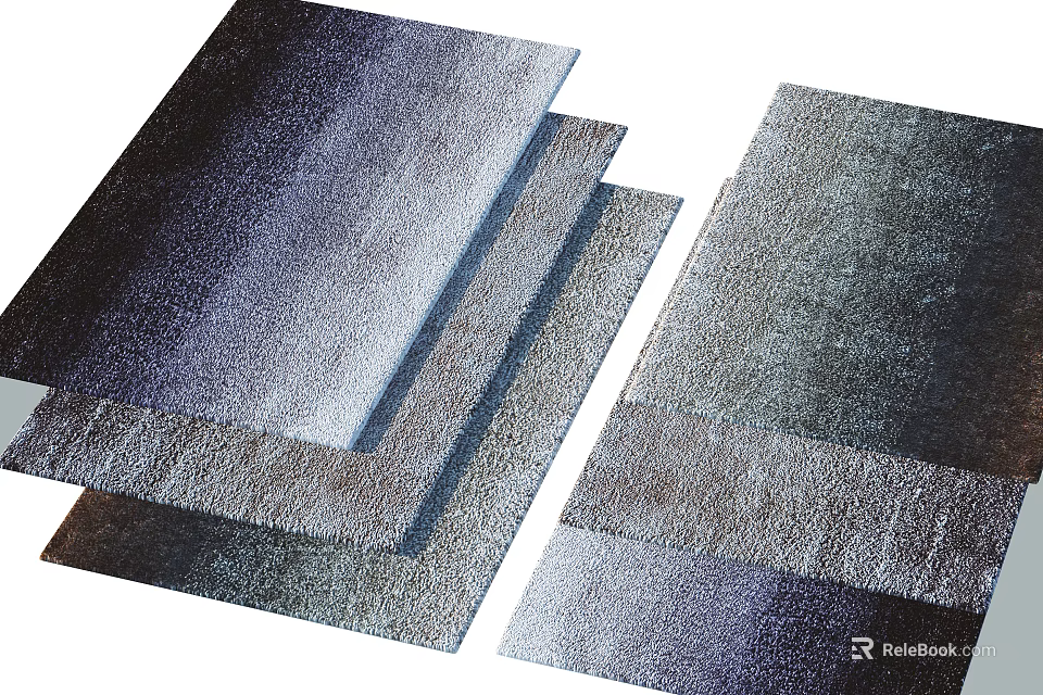 Square Rugs With Textured Woven Design In Gray And Blue Tones For Modern Home Decor 3d model 