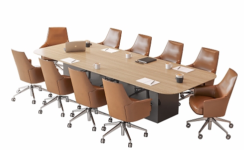 Modern Conference Table and Chair 3d model