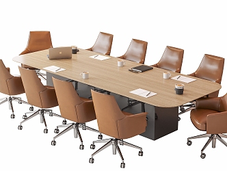 Modern Conference Table and Chair 3d model