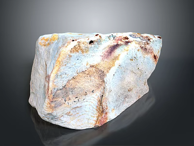 Raw Natural Stone Block With Colorful White Brown Red Textures And Patterns 3d model