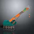 Green And Orange Mobile Crane Model With Long Boom Hook And Wheels