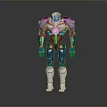 Futuristic Game Movie Character Robot With White And Teal Mechanical Structure Standing Pose