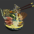 Appetizing Ramen Bowl With Chashu Soft Boiled Egg Bean Sprouts And Chopsticks