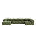 Green Tufted Sectional Sofa With Modern Corner Design For Living Room 3d model