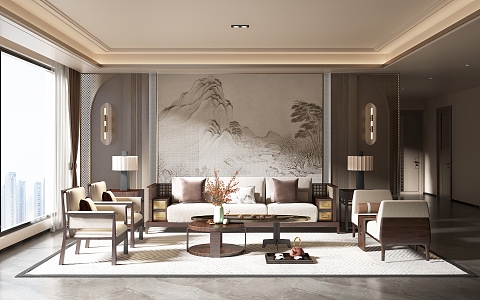 New Chinese Living Room 3d model