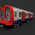 Modern Red and White Subway Train with Blue Accents and Multiple Carriages