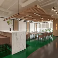 Modern Lounge Area Interior With Wooden Ceiling Green Floor And Comfortable Seats
