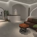 Modern Clothing Store Interior With White Decor Arched Doorways Mannequins And Green Plants